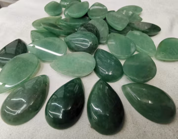 Drilled--30x20mm Natural Green aventurine drop pear teardrop flatback pendant-earrings DIY