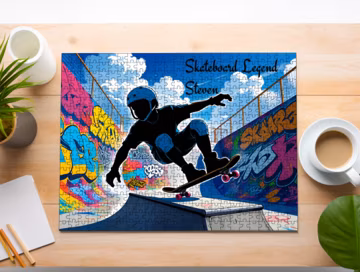 Personalized Skateboard Jigsaw Puzzle | Premium 1000, 500, 100 or 48 Pieces | Personalized Jigsaw Puzzle | Personalized Skateboard Gifts
