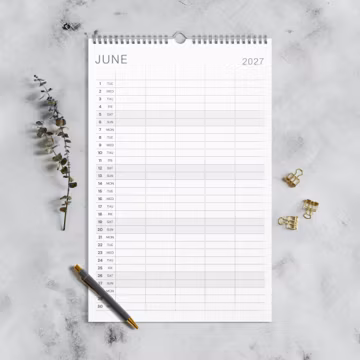 Family Wall Planner 2026-2027 Mid Year (July Start) – Hanging Calendar w/ 5 Columns