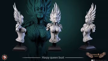Harpy Queen Bust Display Miniature for Dungeons and Dragons Tabletop RPG
