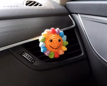 Crochet Sunflower Car Diffuser, Smiley Flower Car Vent Clip Air Freshener, Cute Car Accessories for Women, Christmas Sunflower Gifts