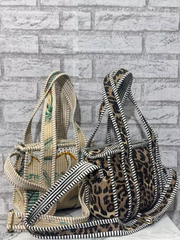 Cotton Quilted Crossbody Sling Bag: Unisex Travel Day Pack
