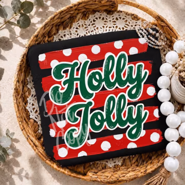Holly Jolly PNG, Christmas PNG, Polka Dots, Stripes PNG, Holiday, Instant Download
