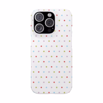 Cute Polka Dot Phone Case, Pastel Confetti iPhone Cover, White Colorful Phone Case, Girly Preppy Gift, Trendy Polka Dots