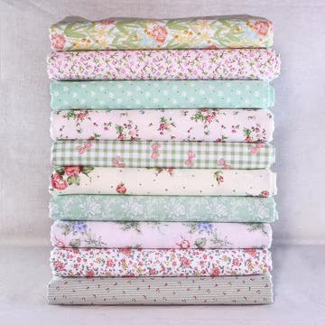 10 Fat Quarter Fabric,New Mix Fresh Green Pink Cotton Fabric Quilting,Sewing Floral Flower Fabric,Fabric Bundle Patchwok Quilt DIY Material