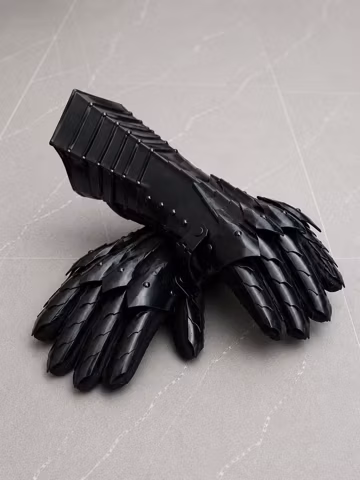 Black Medieval Gauntlet Gloves | M Steel Leather Knight Armor Cosplay LARP Renaissance Accessory