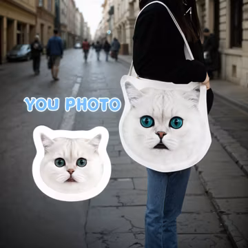 Custom Pet Canvas Tote Bag: Personalized Dog/Cat Photo Gift