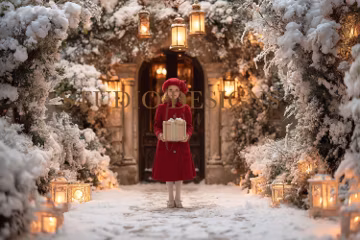 Christmas Children background , Maternity, Digital Backdrop, Xmas Digital composition, Christmas tree, snow outdoor, festive