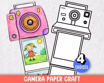 Printable Paper Camera Craft for Kids, All About Me Craft, End-of-Year Memory Activity, DIY Drawing Project Teacher Resource