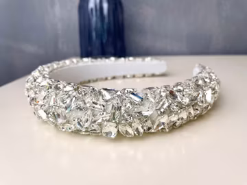 Jeweled Headband,Crystal Rhinestone Headband for Women,Luxury Crown Headband,Padded Headband,Wide Hairband