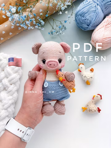 Pig Crochet Pattern: Amigurumi Piglet Toy (PDF Pattern in English)