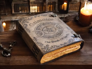 Grimoire The Book Of Spell Hand Embossed Leather Notebook For Witchcraft, Book Of Shadows, Sketchbook For Witchcraft and Spell.