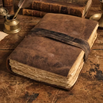 Extra Large Handmade Leather Journal - Personalized Vintage Bound Notebook - Grimoire, Writing Notebook, Rustic Deckle Edge Paper.