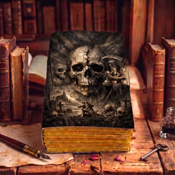 Personalized Gift Heavy Metal Skull Journal |Gothic Leather Notebook | Dark Thrash Metal Sketchbook | Witchcraft Notebook, Spell Props.