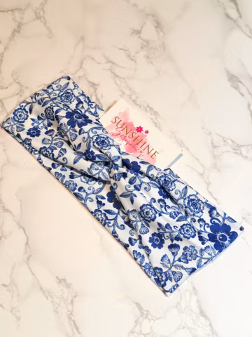 Blue floral turban twist headband-blue floral headbands-flower-nurse headbands-turban headband-workout headband-yoga-hair accessories-knot