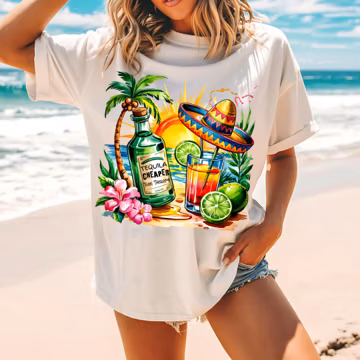 Tequila Cheaper Than Therapy PNG, Funny Drinking Sublimation, Cinco de Mayo Clipart, Adult Humor Summer PNG, Summer Girl Friends Vacation