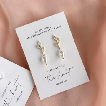 Pearl Dangle Earrings | 14k Gold/Silver Plated Cubic Zirconia Leaf, Bridesmaid Gift