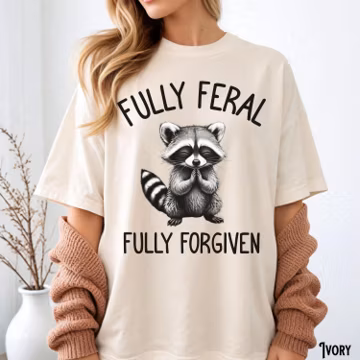 Comfort Colors Christian T-Shirt, Unisex Garment-Dyed Tee, Funny, Feral Raccoon, Bible Study Shirt, Jesus Church Faith Humor