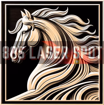 Digital Design File - Horse 6 - Glowforge - Laser Ready - Engrave - SVG - 10" x 10" - Wood Engraving - 3D Illusion