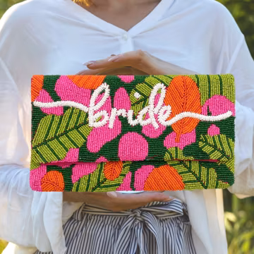 Tropical Floral Bride Beaded Bag MRS Bridal Beaded Clutch Purse