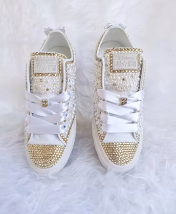 Bridal Converse Sneakers: Pearls & Crystals, White Wedding Shoes