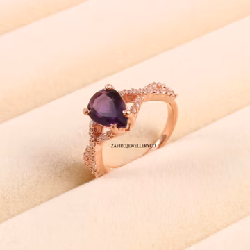 Handmade Pear Cut Amethyst Ring, 925 Sterling Silver, Pave Band, Anniversary Promise Ring, Minimalist Jewelry, Wedding Gift For Her