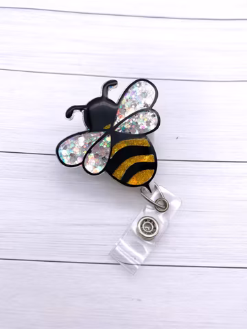 Bee Badge Reel, Nurse ID Holder, Bumblebee
