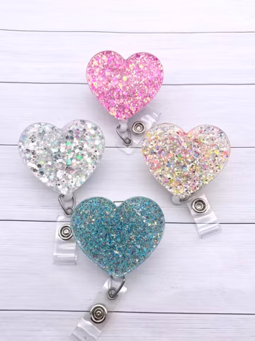 Glitter Heart Badge Reel, Nurse Badge Reel
