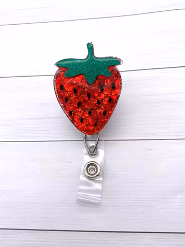 Strawberry Badge Reel, Summer Badge Reel, Nurse Badge Reel, Glitter Badge Reel