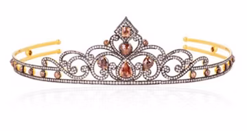 Silver, Beautiful Rose cut Daimond & Ruby Tiara Crown