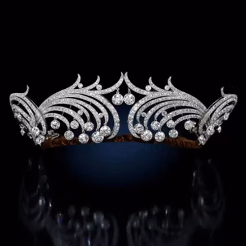 Wedding Tiara Crown with American Diamond, 925 Sterling Silver, wedding Special crown