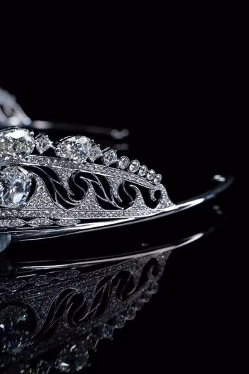 wedding Tiara Crown Studded American Diamond, 925 Sterling Silver