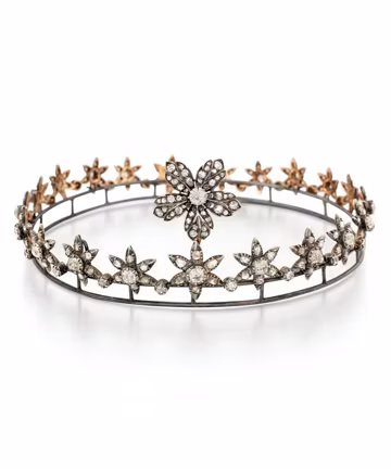 This Christmas Special Silver Tiara Crown Studded American Diamond, 925 Sterling Silver