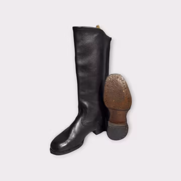 Vintage 1970s Yuft Leather Tall Boots, Size 41 USSR Soviet Classic Retro Footwear
