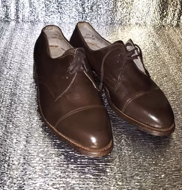 Vintage 1970s Brown Leather Lace Up Shoes, USSR Soviet Classic Retro Footwear