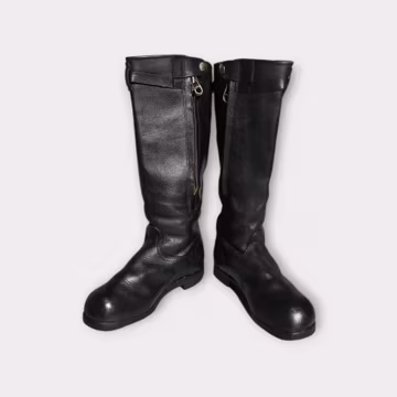 Vintage Soviet Tall Winter Leather Boots, Warm Lined Retro Footwear