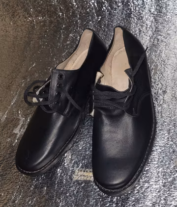 Vintage 1970s Black Leather Shoes, USSR Soviet Classic Retro Footwear