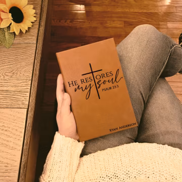 Personalized Christian Prayer Journal for Men & Women, Custom Engraved Name, Daily Devotional, Scripture Writing, Gratitude and Faith Gift