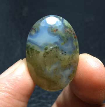 Green Moss Agate Cabochon 28x20x7 mm