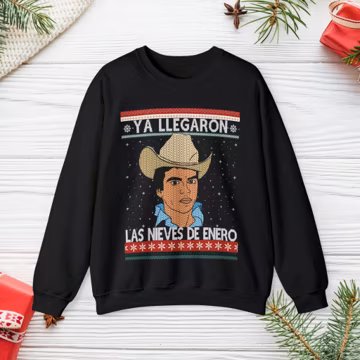 Ya llegaron las Nieves de Enero sweatshirt, Chalino Sanchez tshirt, Ugly Christmas Long sleeve in Spanish, Feliz Navidad, Latina sweatshirt