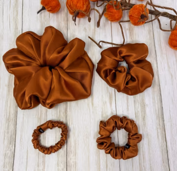 Copper Mulberry Silk Scrunchies: Handmade Hair Ties USA