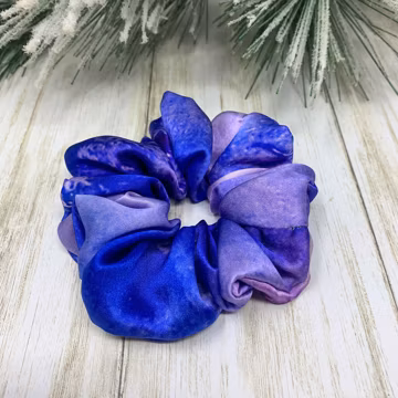 Lavender Indigo Tie Dye Silk Scrunchie: Handmade Hair Tie