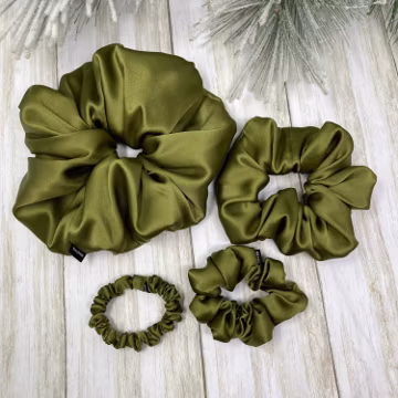 Olive Mulberry Silk Scrunchies: Choose Your Size