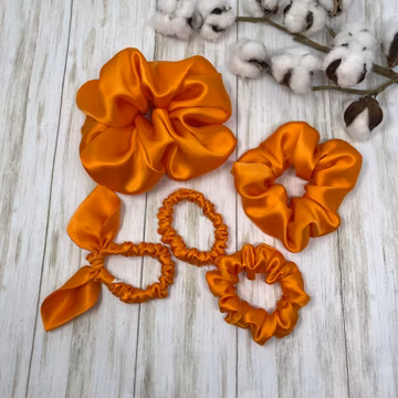 Orange Mulberry Silk Scrunchies: 19 Momme 6A Grade, Choose Your Size