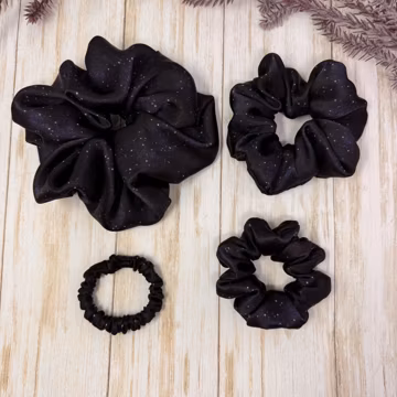 Midnight print 100% pure mulberry silk scrunchies Choose your size HANDMADE in USA