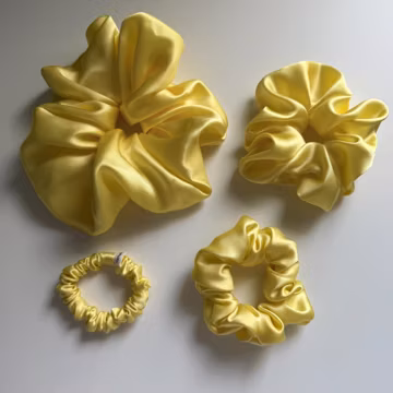 Lemon Yellow Mulberry Silk Scrunchies: Charmeuse Hair Ties