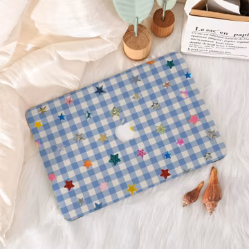 Blue Plaid Cokorful Stars MacBook Case, 2026 Neo 13, 2026 MacBook Pro 13 14 16, MacBook Air 13 15, M5 M4 M3 M2 Hard Laptop Case
