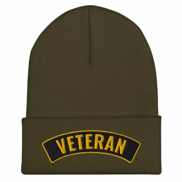 Military Veteran Tab – Tactical Patch | Veteran Pride Emblem Embroidered Cuffed Beanie