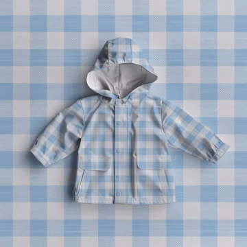 Blue Check Plaid Softshell Fabric | Tartan Waterproof Raincoat Cloth | Sold by Half Metre | Kids Adults Outdoor Jacket Coat Sewing