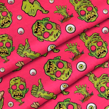 Zombie Print Softshell Fabric | Halloween Waterproof Raincoat Cloth | Sold by Half Metre | Kids Adults Spooky Outdoor Jacket Sewing